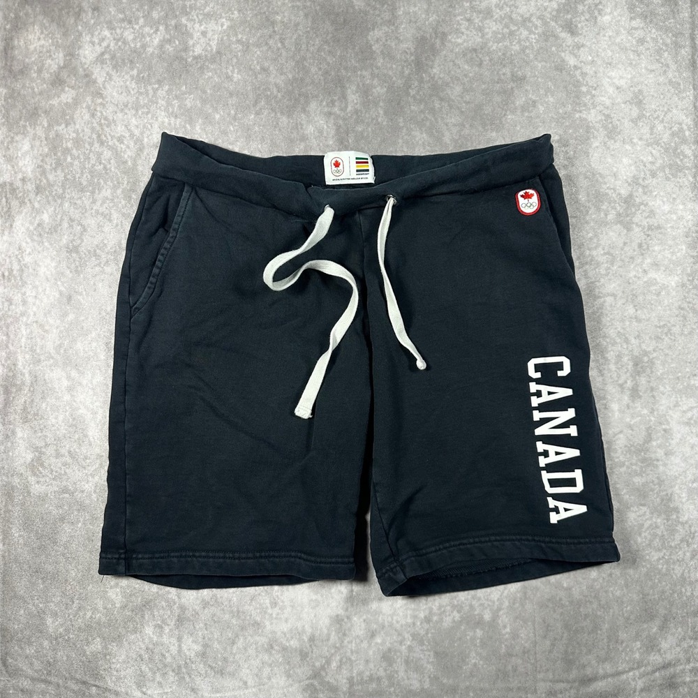 Hudsons Bay Team Canada Olympic Shorts Womens Medium Black Cotton Drawstring 67